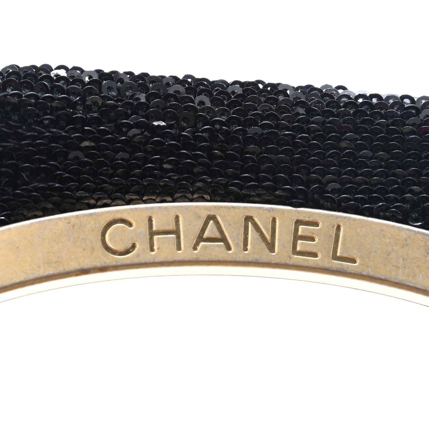 Chanel Sequin Do Not Disturb Minaudiere Clutch Black Gold 8 of 10