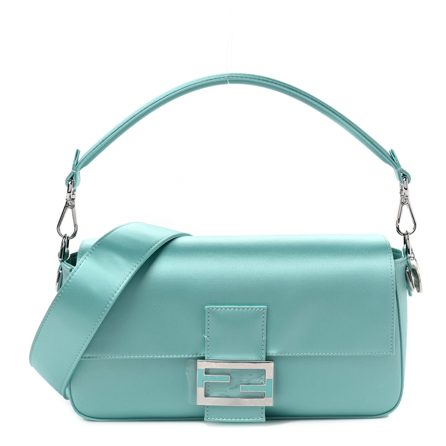 Fendi X TIFFANY Satin Nappa Silver Baguette Blue Tiffany Silver 1 of 8