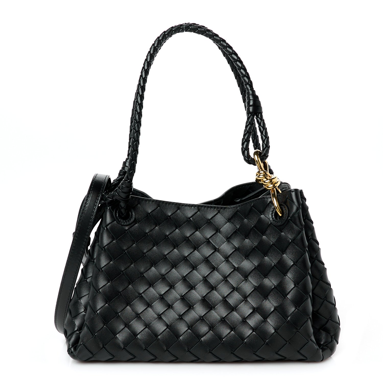 Bottega Veneta Nappa Intrecciato Small Parachute Shoulder Bag Black 1 of 9