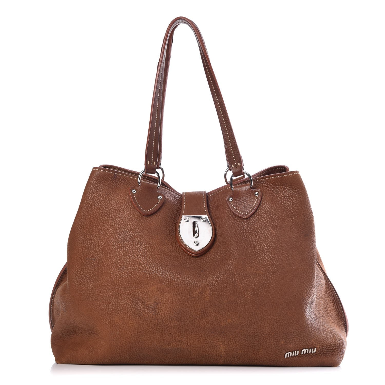 Miu Miu Vitello Daino Tote Brandy 1 of 24