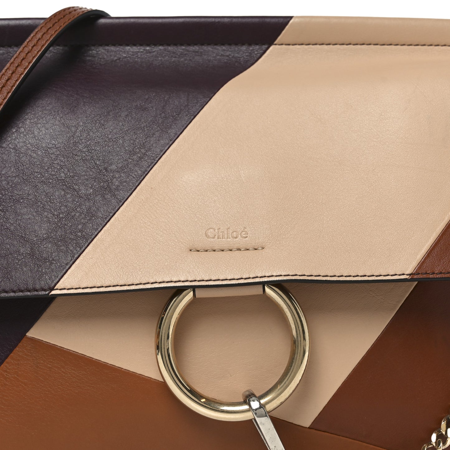 Smooth Calfskin Patchwork Medium Faye Shoulder Bag Light Tan