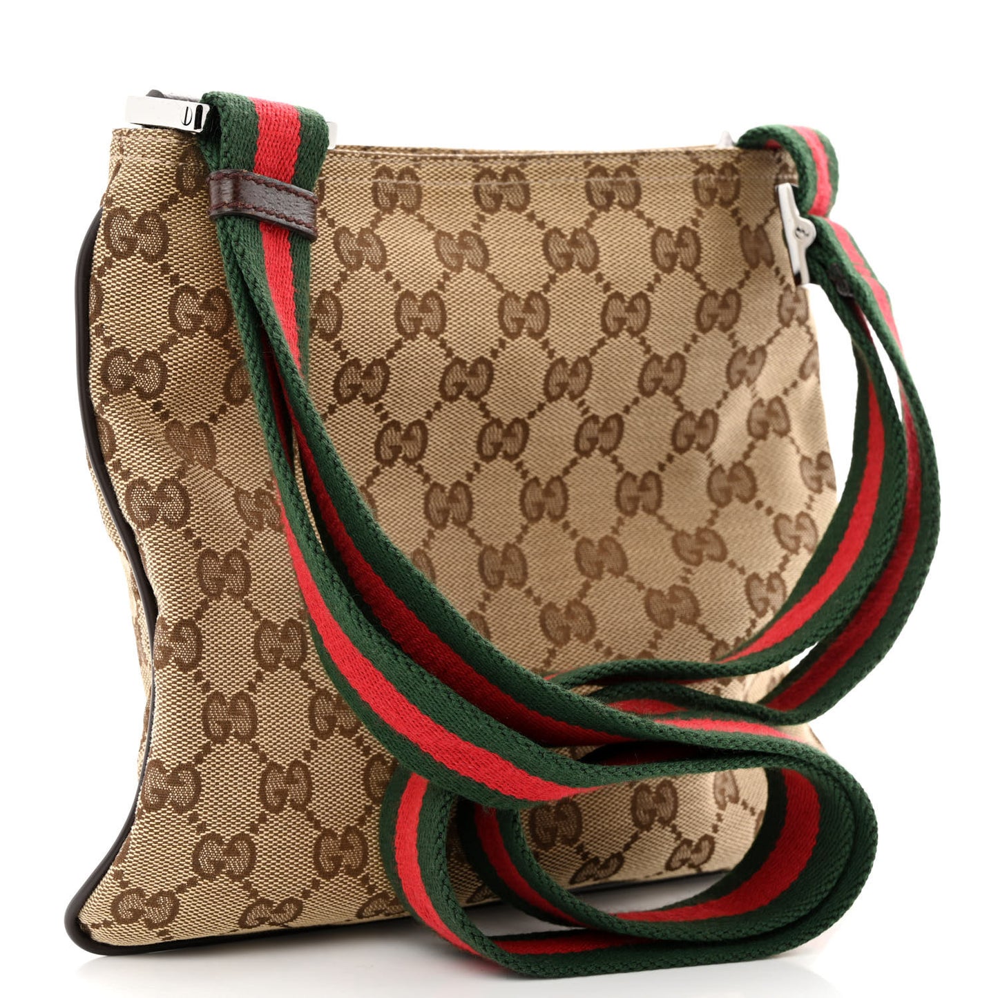 Monogram Web Small Flat Messenger Bag Brown