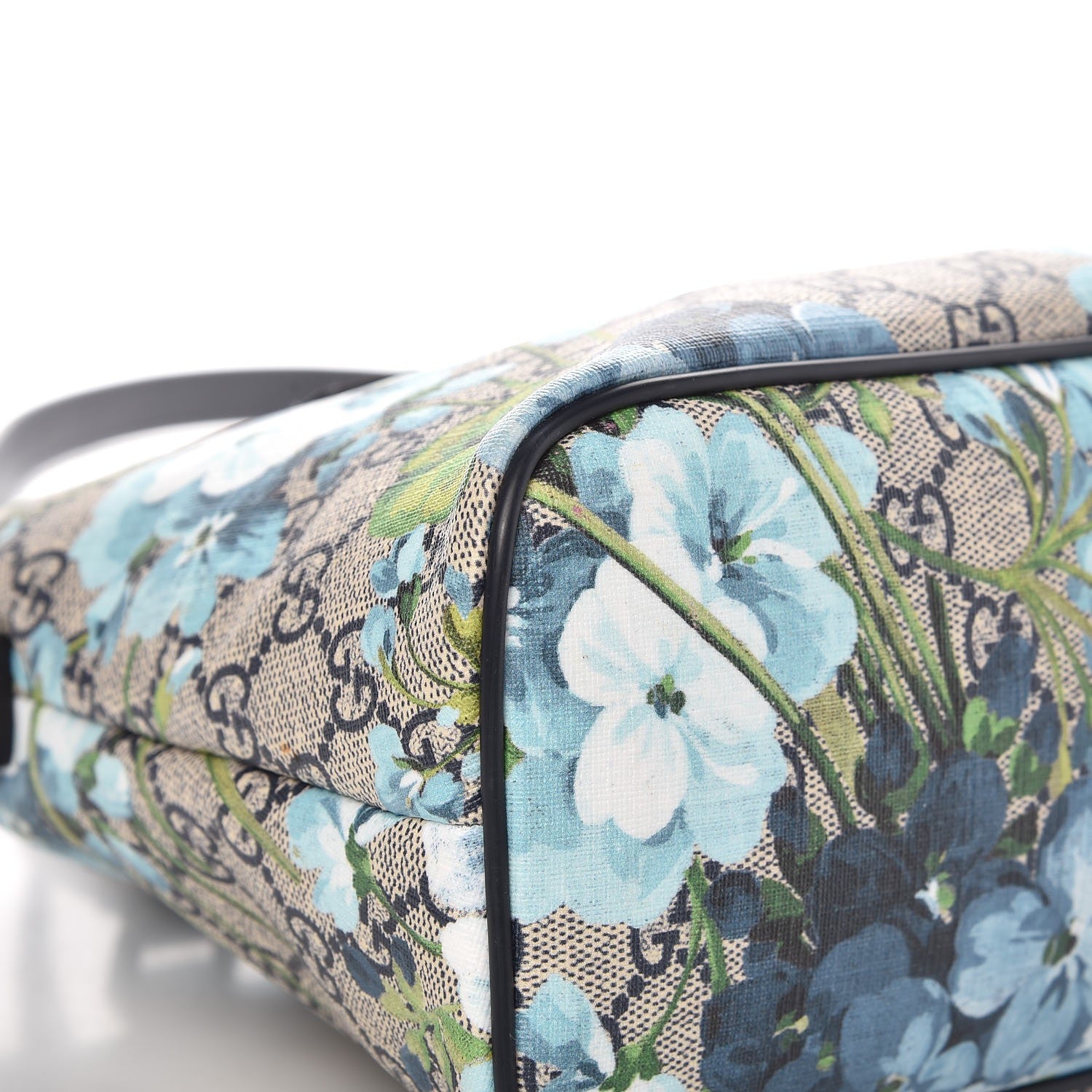 Gucci GG Supreme Monogram Blooms Small Zippered Tote Blue 10 of 11