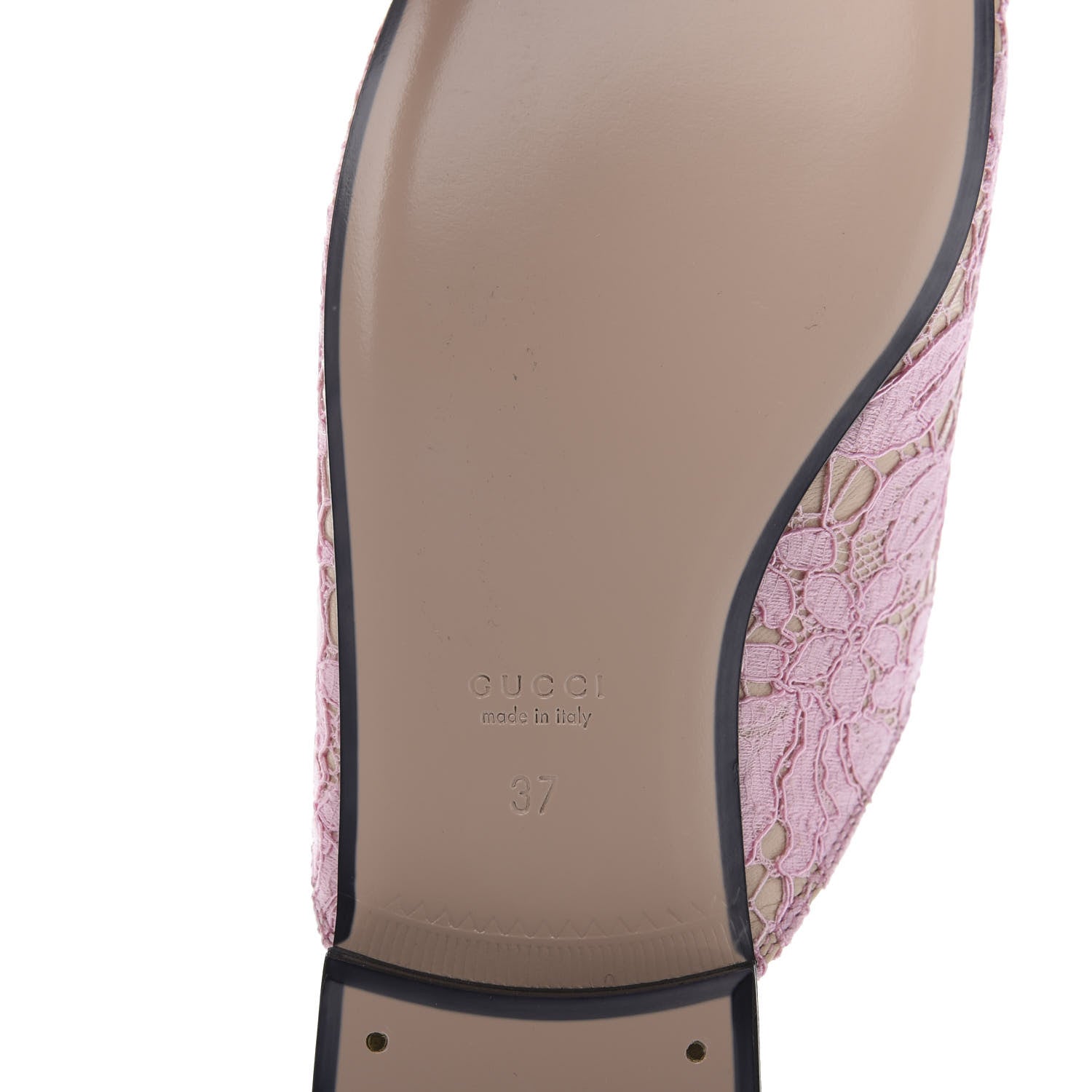 Gucci Lace Malaga Kid Womens Princetown Slippers 37.5 Sugar Pink Skin Rose 7 of 9