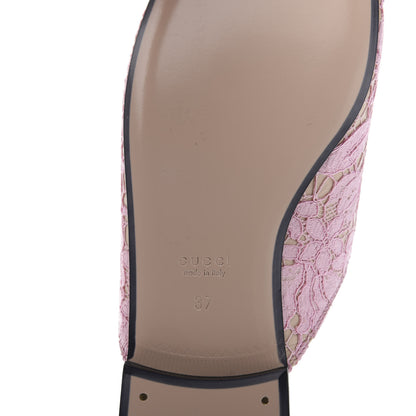 Gucci Lace Malaga Kid Womens Princetown Slippers 37.5 Sugar Pink Skin Rose 7 of 9