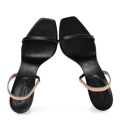 Saint Laurent Calfskin Cassandra 85 Sandals 37.5 Black Gold Brown 2 of 9