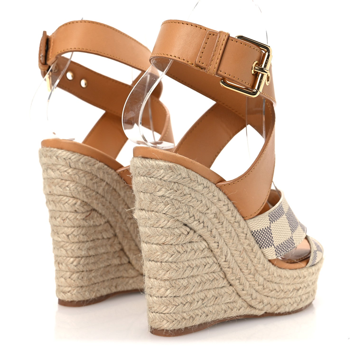 Louis Vuitton Damier Azur Starboard Wedges 35 Tan 5 of 13