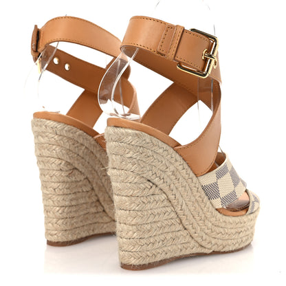 Louis Vuitton Damier Azur Starboard Wedges 35 Tan 5 of 13