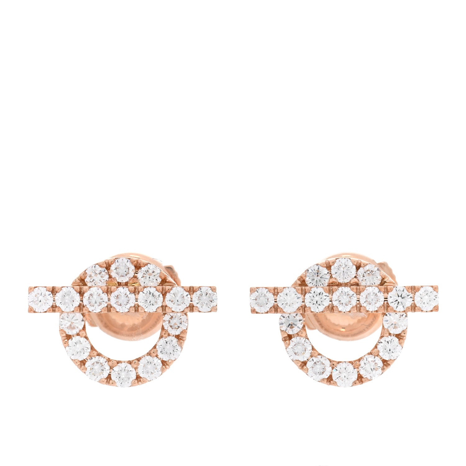 Hermes 18K Rose Gold Diamond Finesse Earrings 1 of 4