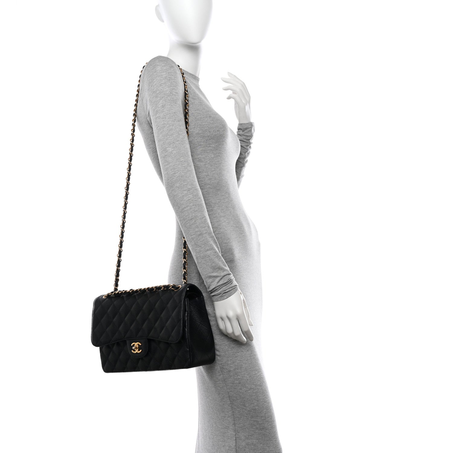 Chanel Caviar Quilted Jumbo Double Flap Black 2 of 12
