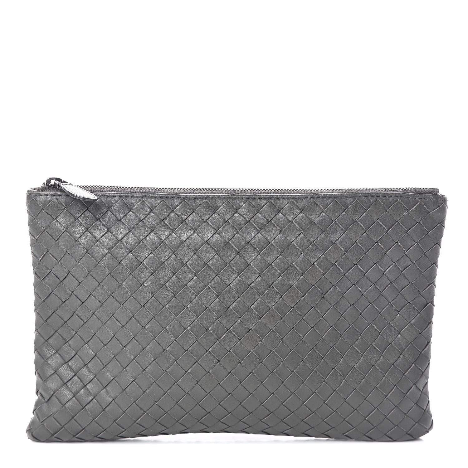 Bottega Veneta Nappa Intrecciato Flat Zip Pouch Light Grey 1 of 6