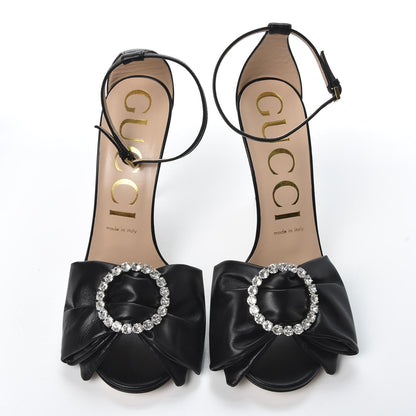 Gucci Nappa Ilse Pleated Bow Sandals 38 Black 5 of 10
