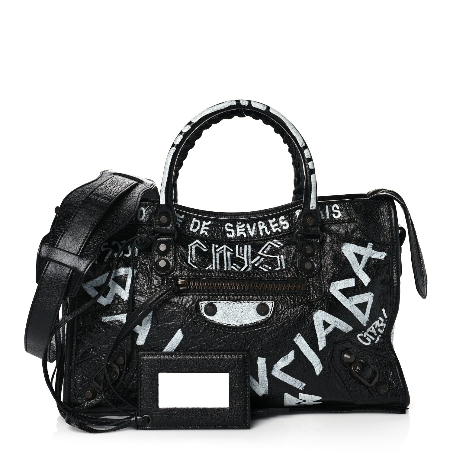Balenciaga Agneau Classic Hardware Graffiti All Over S City Black 1 of 8