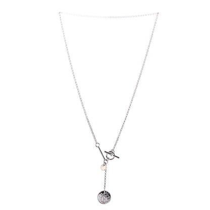 Hermes Sterling Silver 18K Rose Gold PM Ex-Libris Pendant Necklace 3 of 7