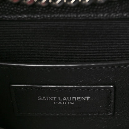 Saint Laurent Grain De Poudre Textured Mixed Matelasse Triquilt Small Monogram Satchel Black 6 of 8