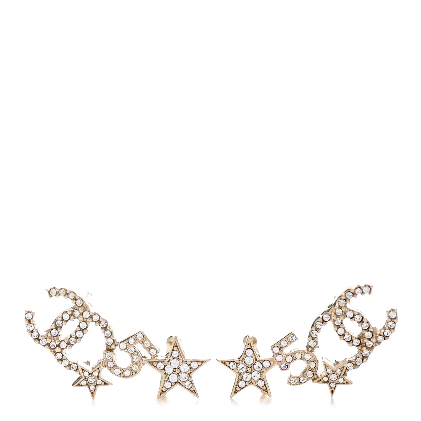 Crystal Star 5 CC Earrings Gold