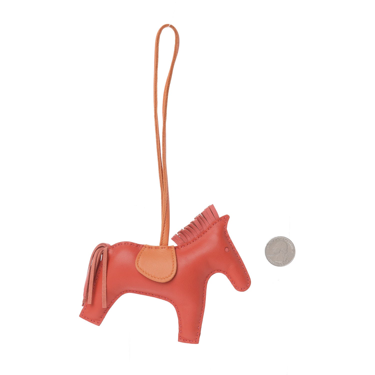 Hermes Milo Lambskin Grigri Rodeo Horse Bag Charm MM Rouge Rose Indien Jaipur Feu 2 of 4