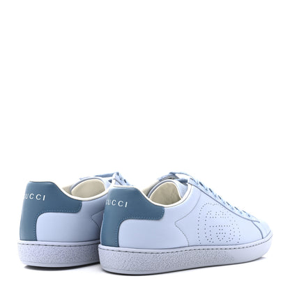 Gucci Calfskin Interlocking G Perforated Womens Ace Sneakers 35.5 Porcelain Light Blue Zaffiro 5 of 10