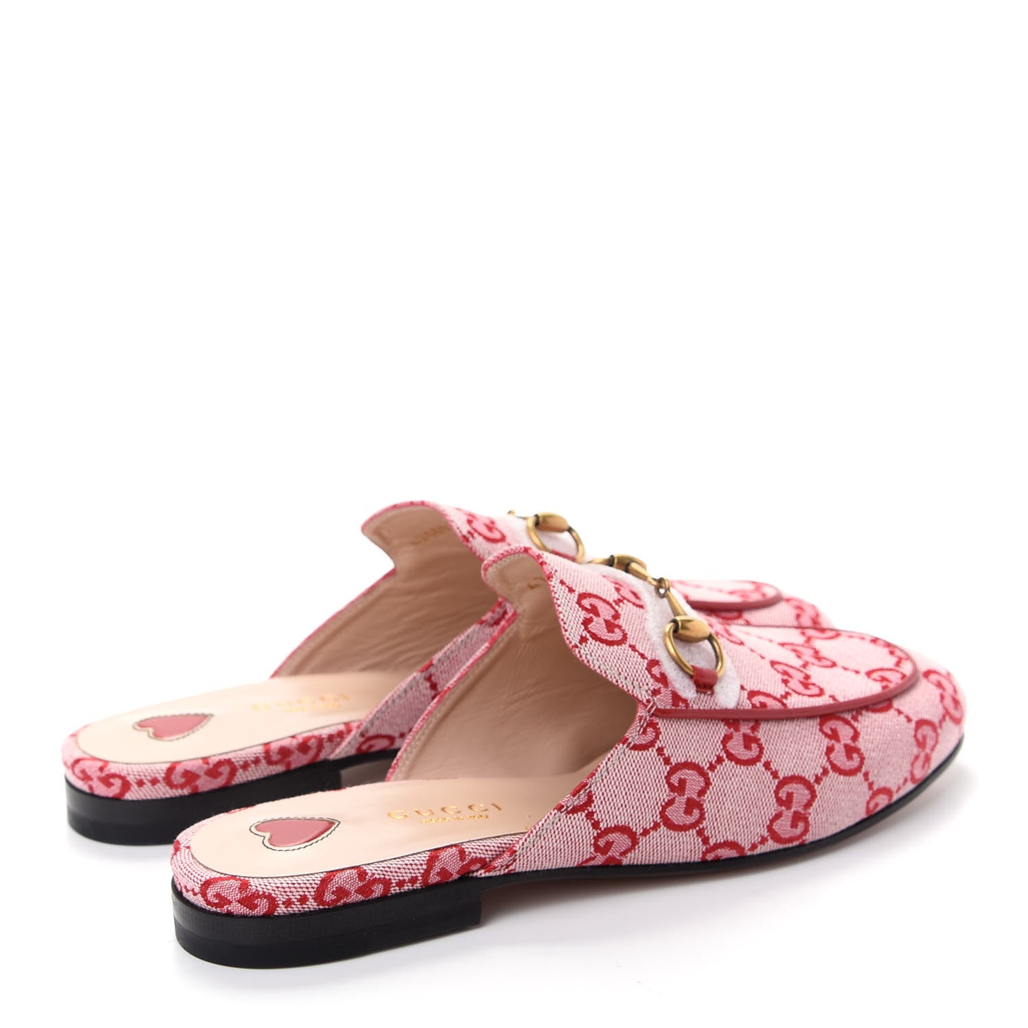Gucci Canvas GG Monogram Horsebit Womens Princetown Slippers 35.5 Gardenia Hibiscus Red 4 of 11