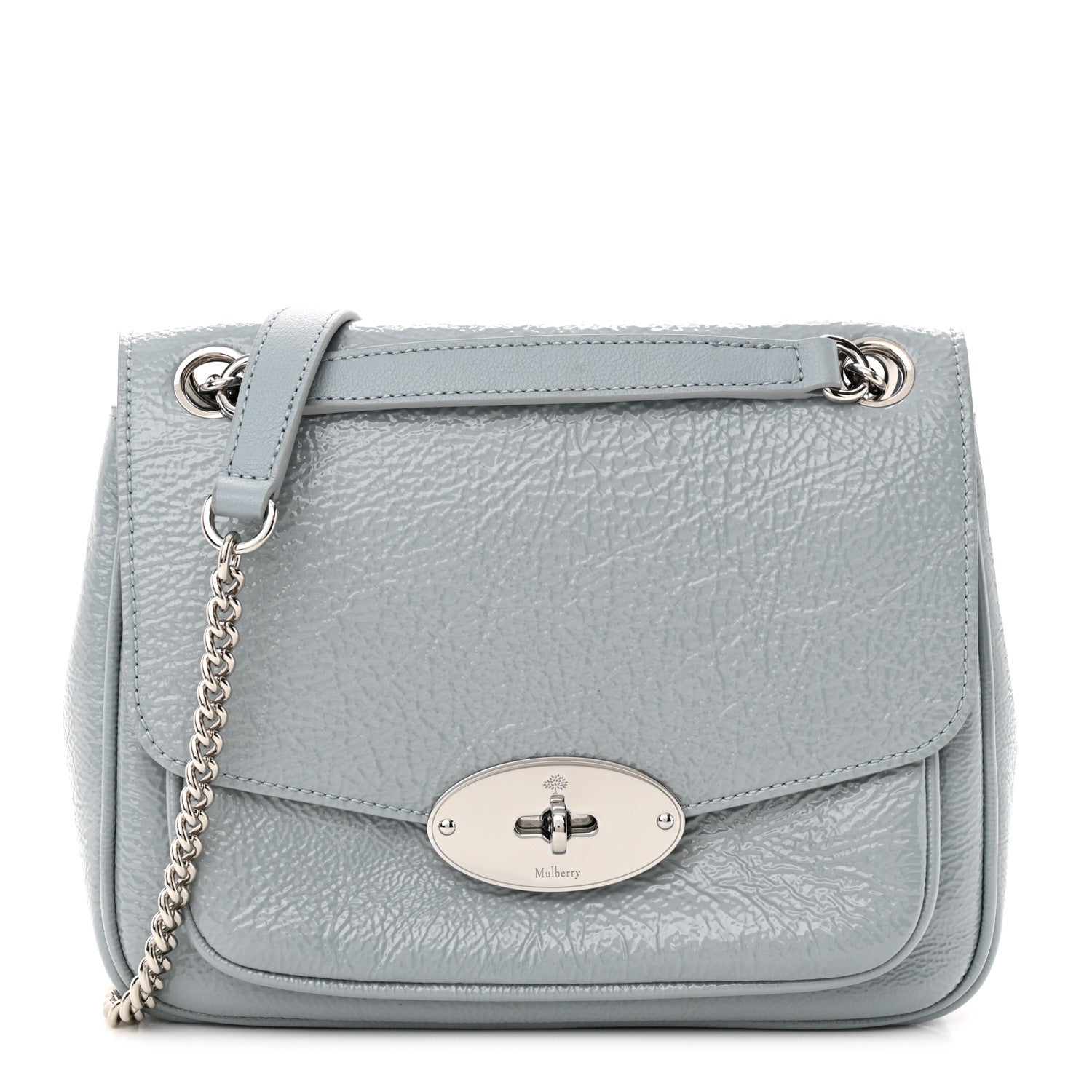 Mulberry Spongy Patent Calfskin Small Darley Shoulder Bag Cloud Blue 1 of 10