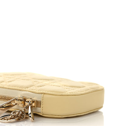Christian Dior Lambskin Cannage Lady Dior Phone Holder Light Yellow 6 of 8