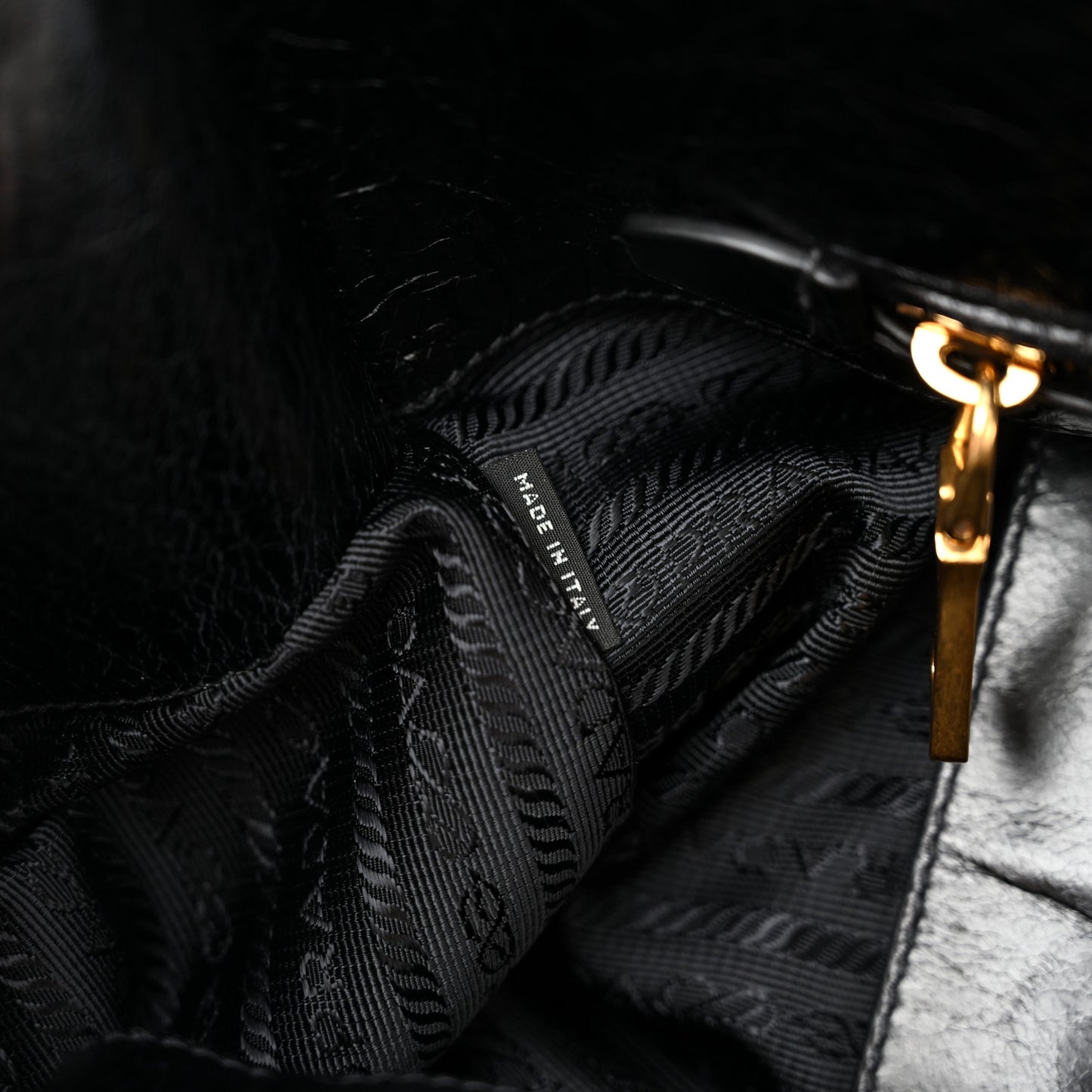 Glossy Calfskin Phenix Shopping Tote Black
