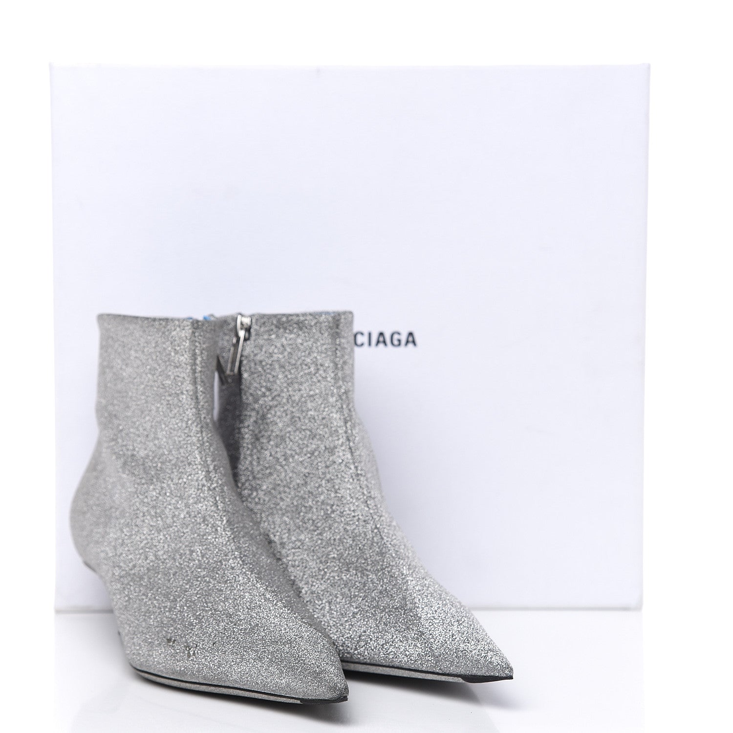 Balenciaga Calfskin Glitter Short 40mm Extreme Pointed Toe Knife Booties 36 Silver Hardware 12 of 12