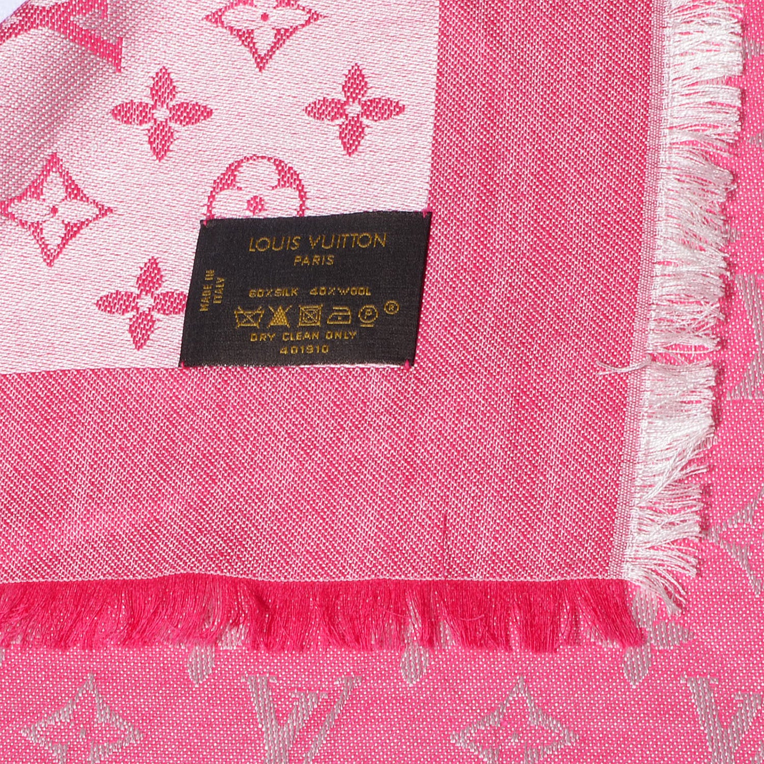 Louis Vuitton Silk Wool Monogram Denim Shawl Pivoine 5 of 5