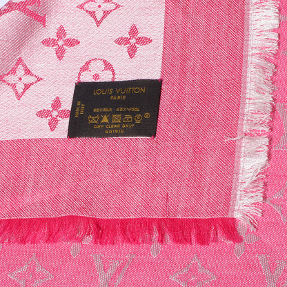 Louis Vuitton Silk Wool Monogram Denim Shawl Pivoine 5 of 5