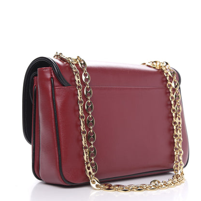 Gucci Azalea Calfskin Bi-Color Small Marina Chain Shoulder Bag New Cherry Red Black 3 of 9