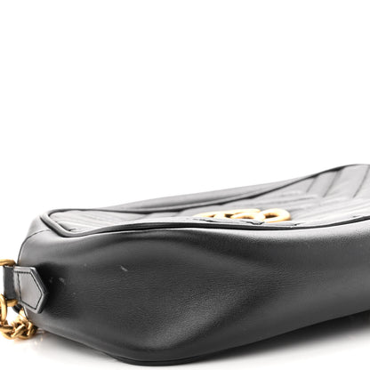 Gucci Calfskin Matelasse Small GG Marmont Chain Shoulder Bag Black 9 of 10