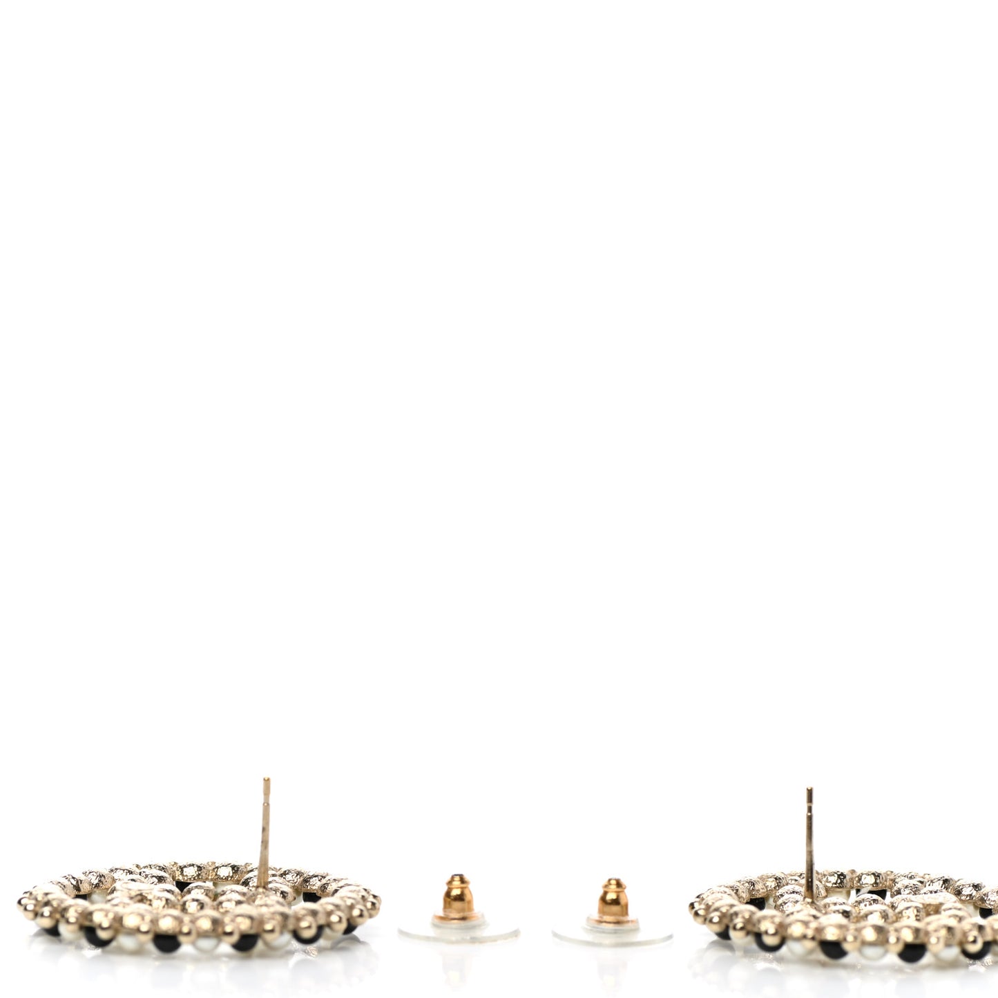 Resin Pearl CC Earrings Gold Black