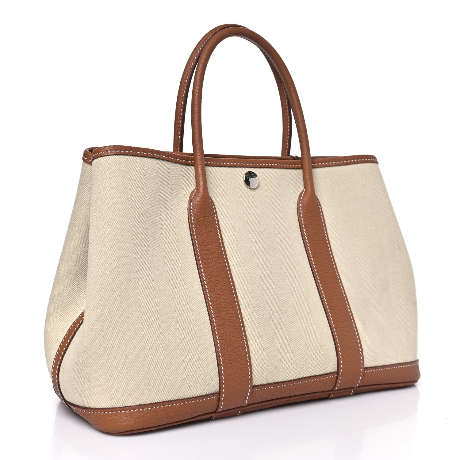 Hermes Grand Chevron Weave Negonda Garden Party 30 TPM Tote Craie Gold 3 of 11
