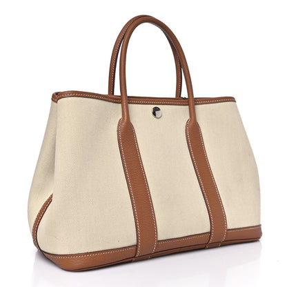 Hermes Grand Chevron Weave Negonda Garden Party 30 TPM Tote Craie Gold 3 of 11