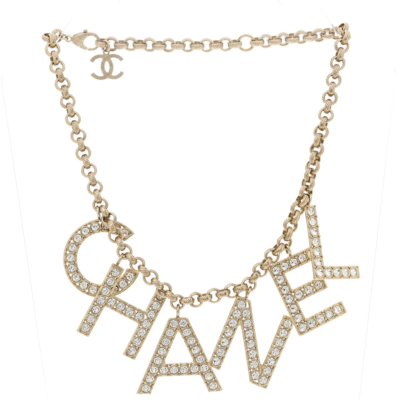 Crystal City of Lights Letter Chain Necklace Gold