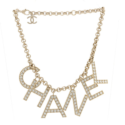 Chanel Crystal City of Lights Letter Chain Necklace Gold 3 of 8
