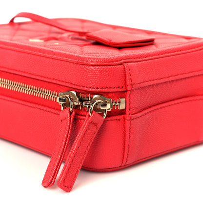 Chanel Caviar Quilted CC North South Filigree Vanity Case Red 9 of 10