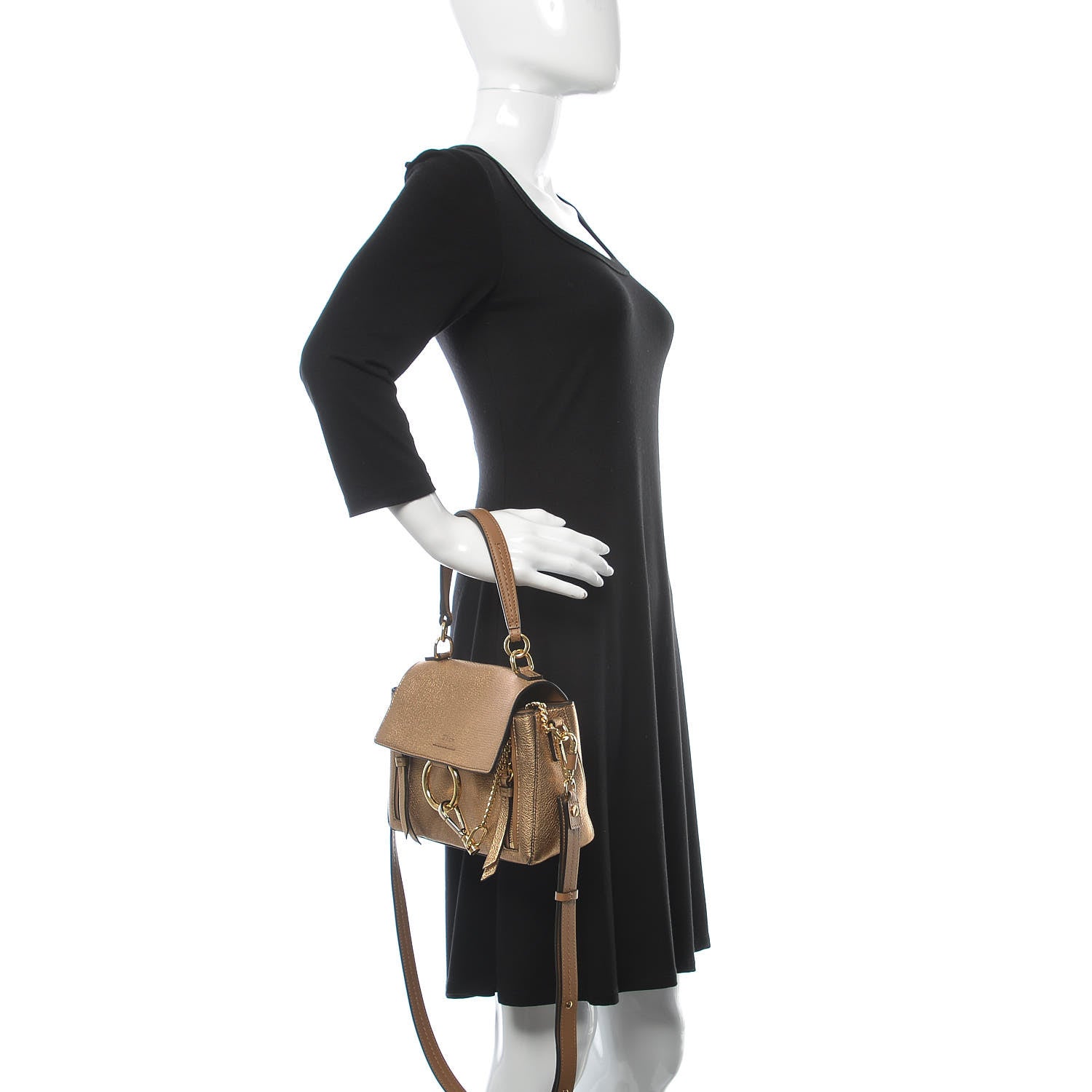 Chloe Metallic Calfskin Mini Faye Day Shoulder Bag Gold 3 of 11