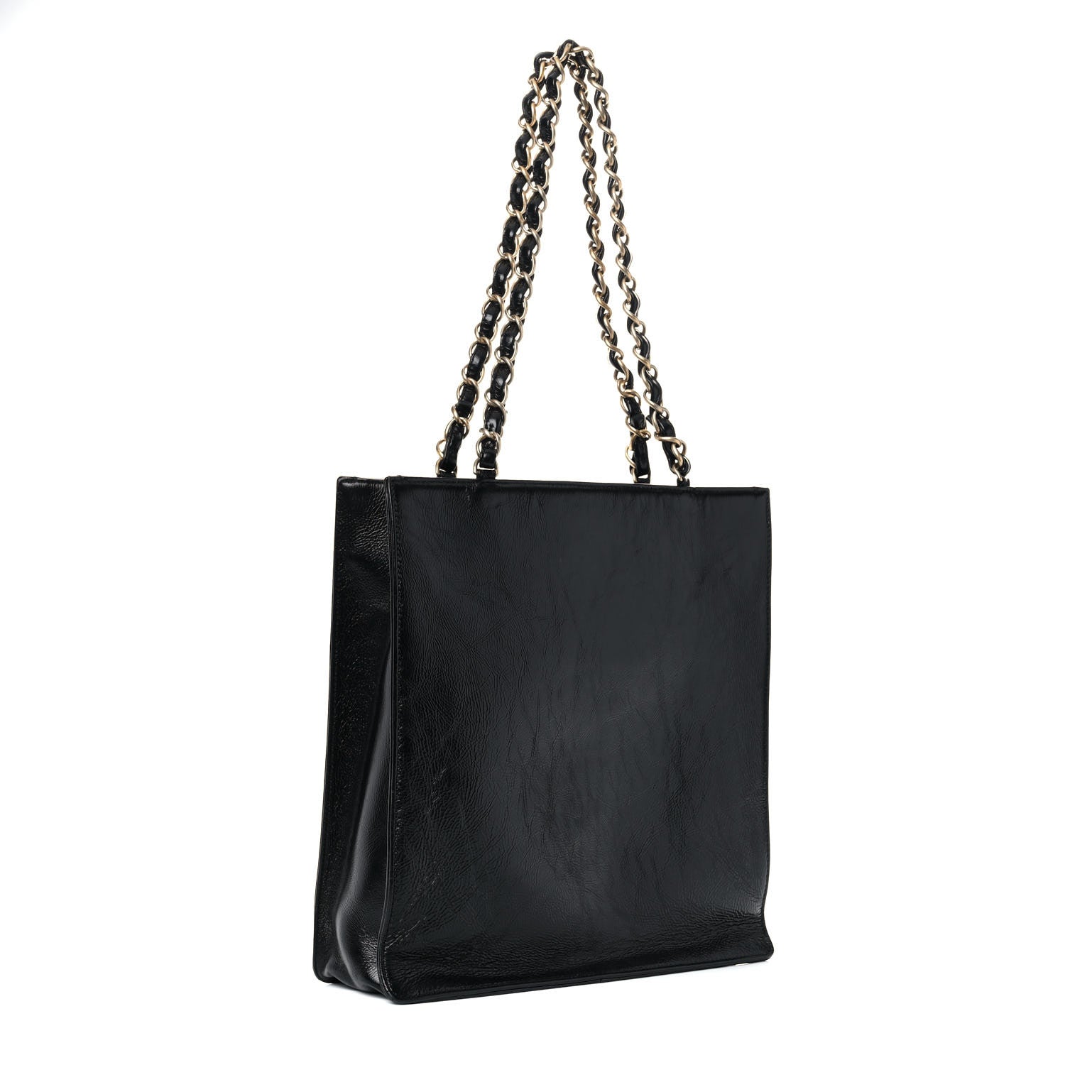 Chanel Shiny Aged Calfskin North South Shopping Bag Black 5 of 15
