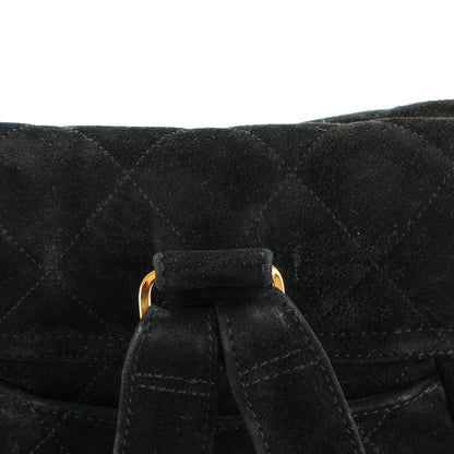 Chanel Suede Quilted Drawstring Backpack Black 9 of 11