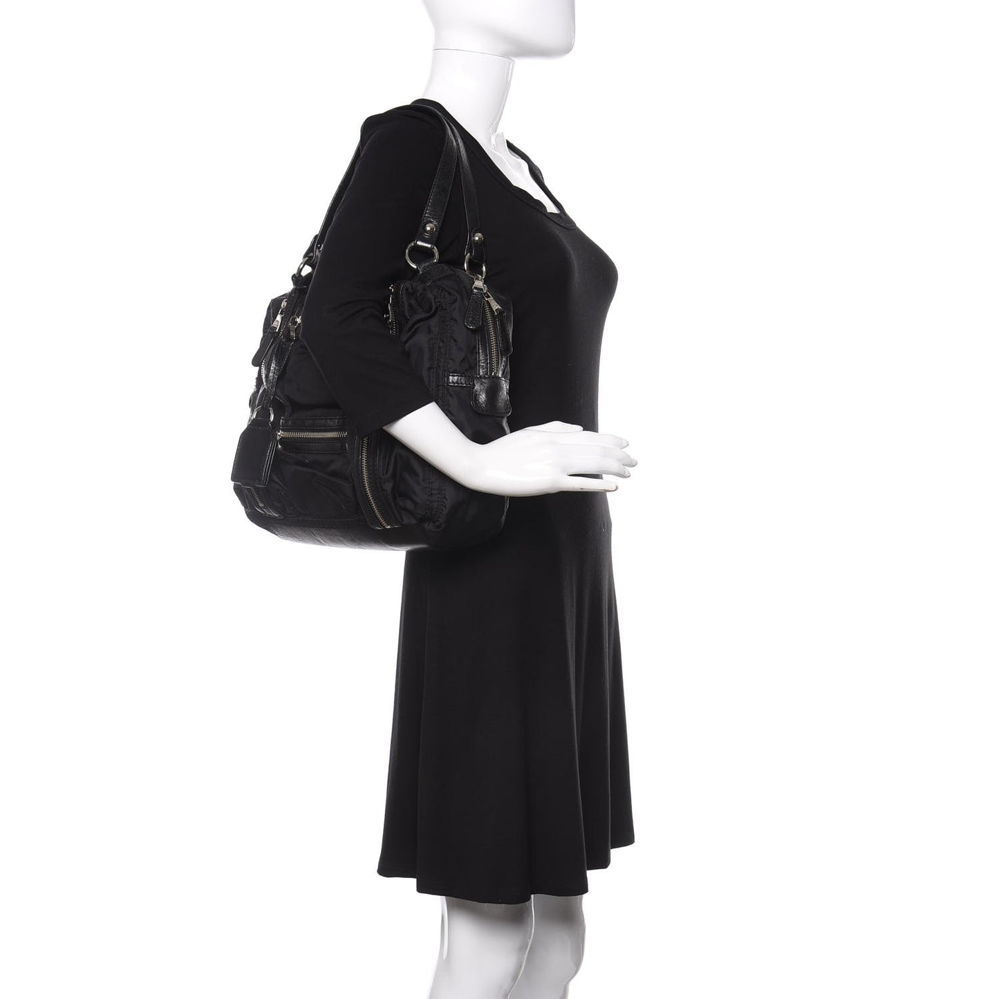 Nylon Mila Shoulder Bag Black
