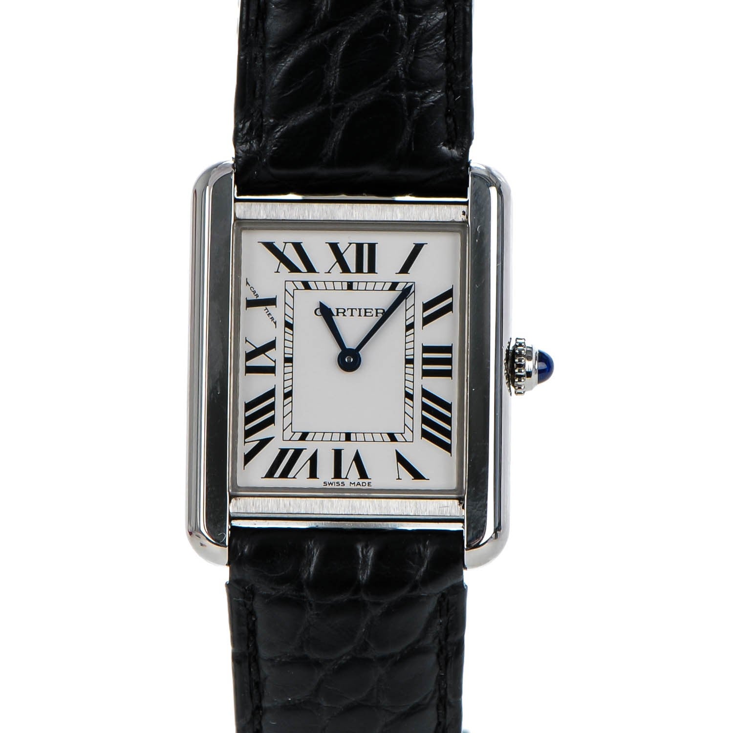 Cartier Stainless Steel Alligator 24mm Tank Solo Quartz Watch 1 of 10