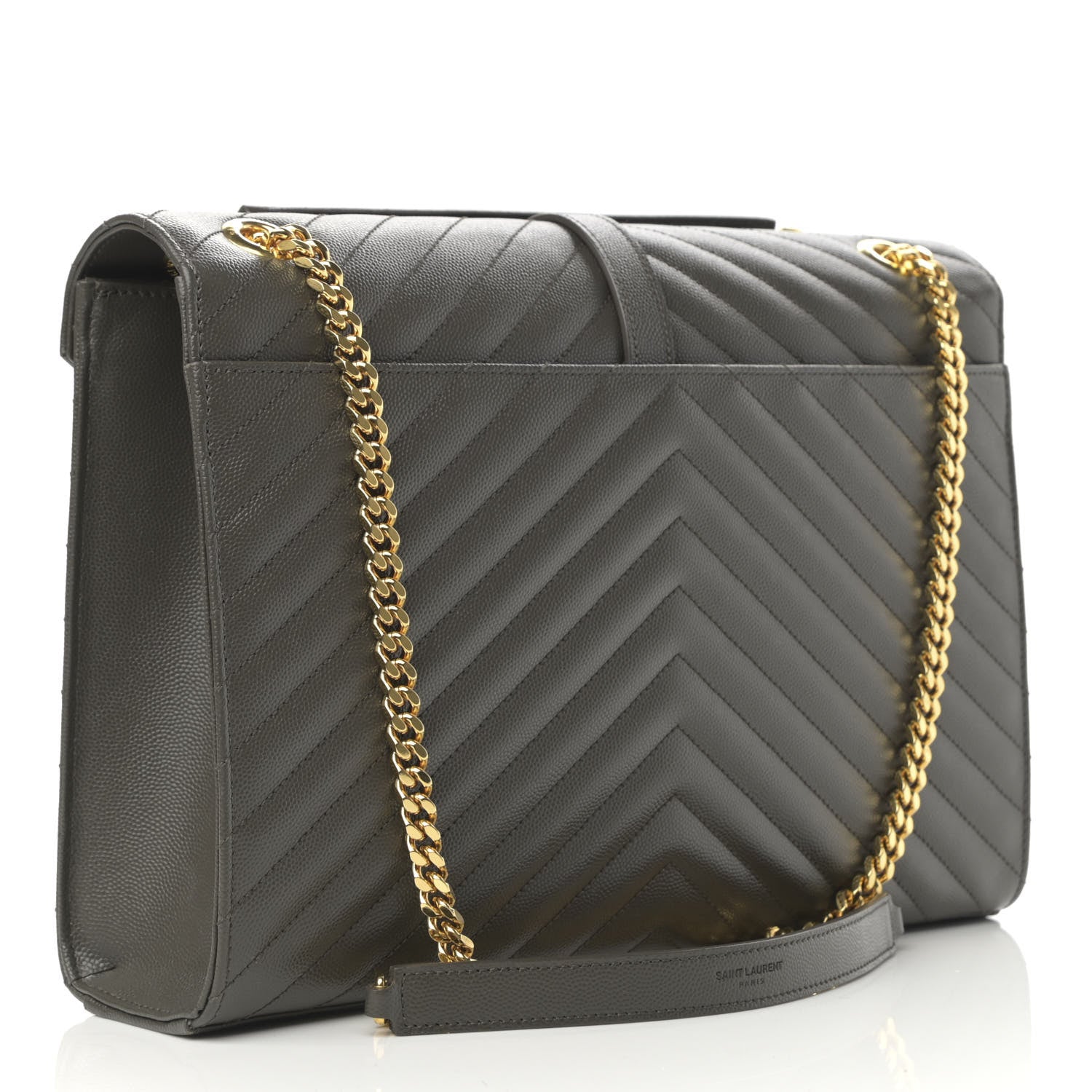 Saint Laurent Grain De Poudre Matelasse Chevron Large Monogram Satchel Earth 2 of 13