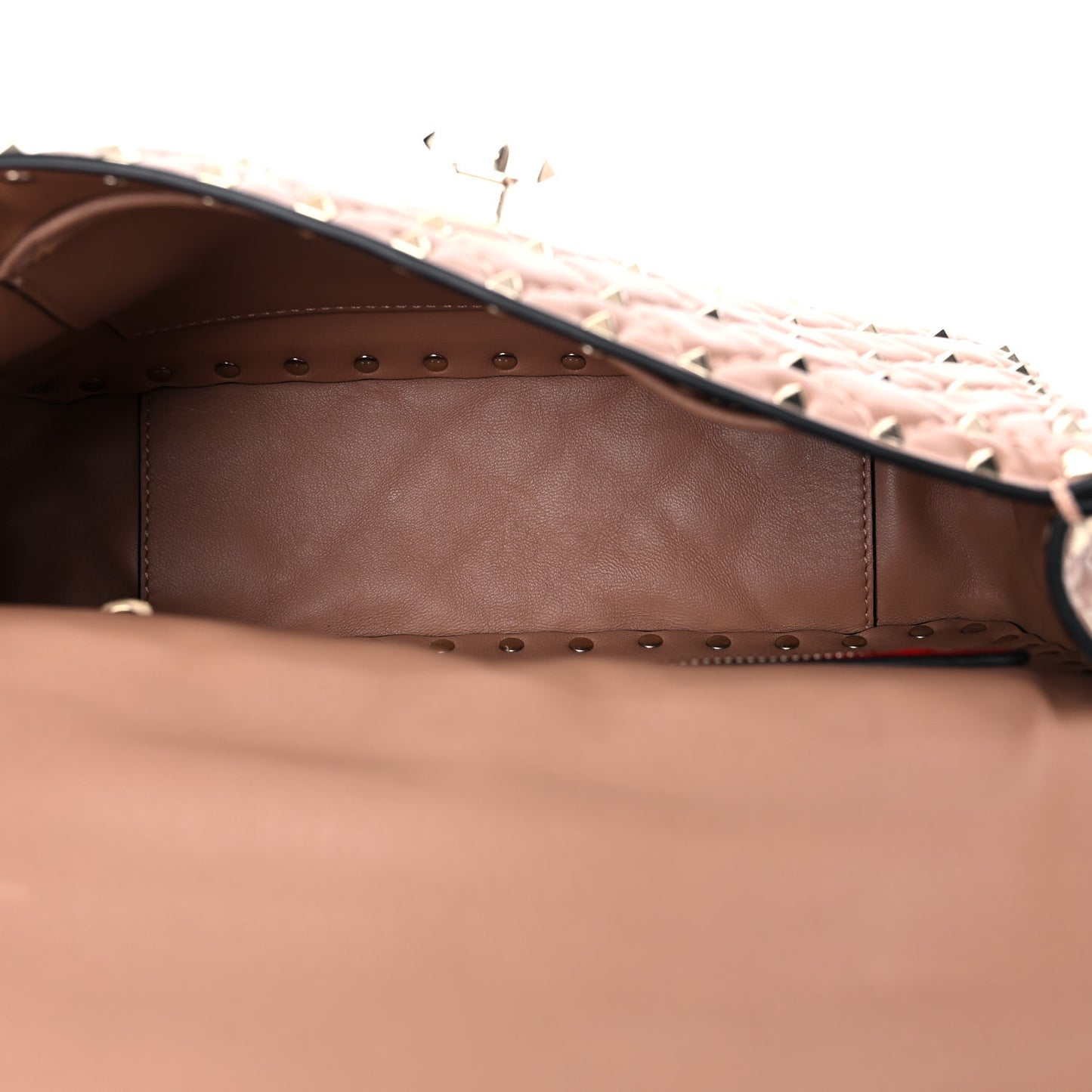 Nappa Medium Rockstud Spike Shoulder Bag Soft Noisette