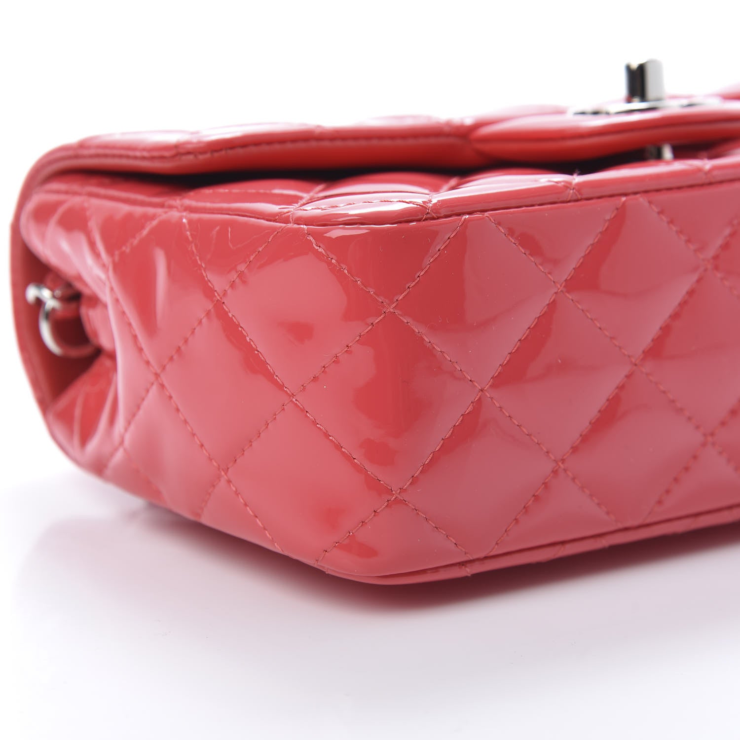 Chanel Patent Calfskin Quilted Mini Rectangular Flap Pink 9 of 11