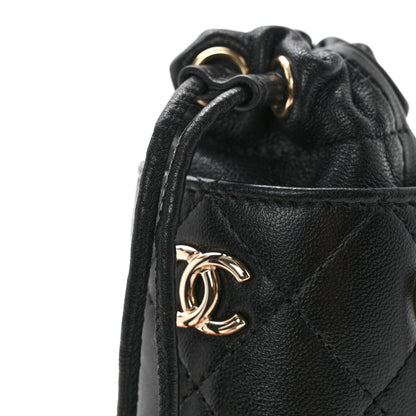 Chanel Lambskin Quilted Mini Bucket Bag With Chain Black 8 of 9