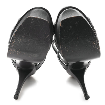 Saint Laurent Satin Tribute 105 Platform Sandals 38 Black 6 of 9