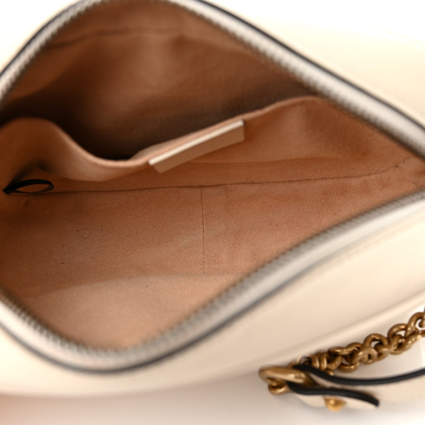 Calfskin Matelasse Mini GG Marmont Chain Shoulder Bag White