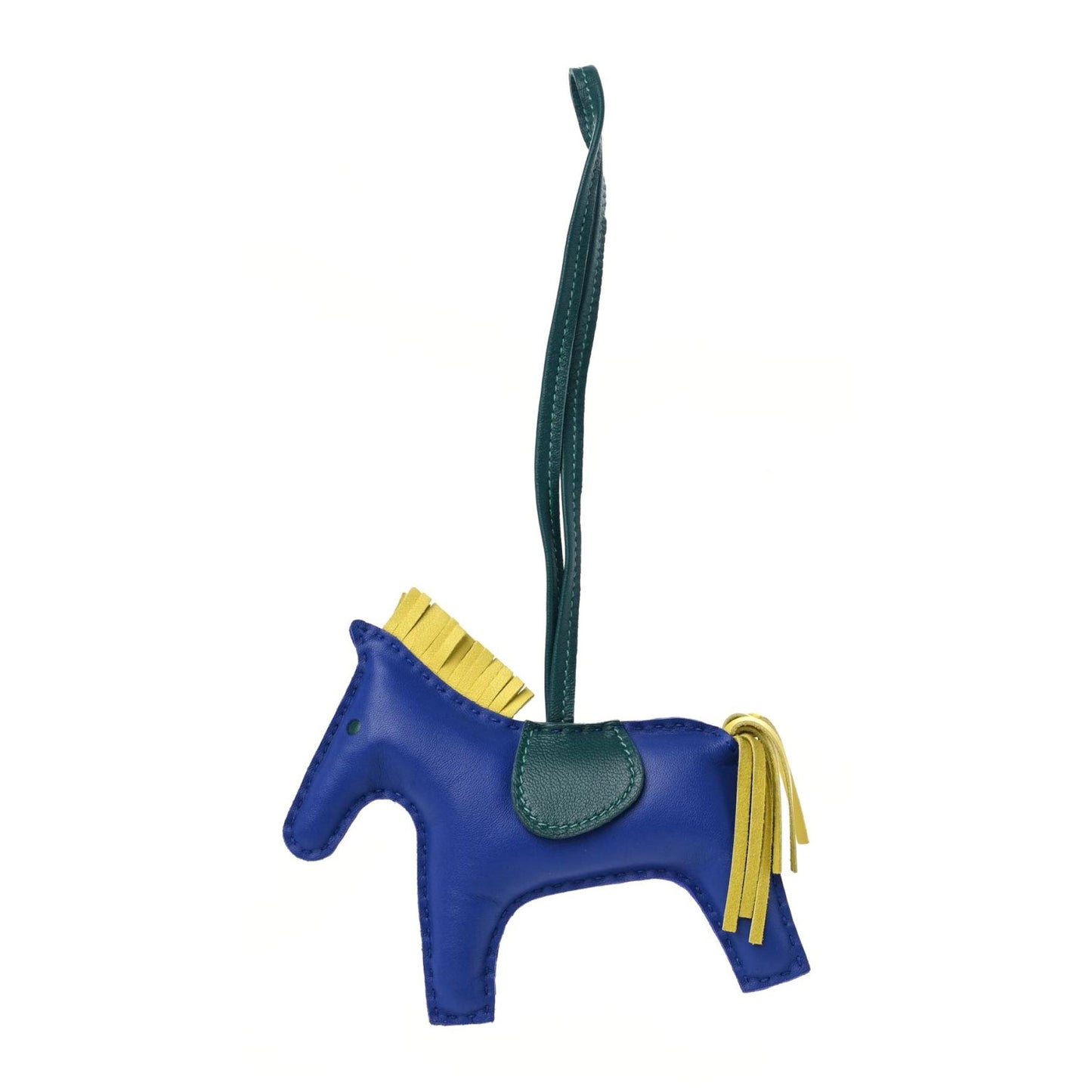 Milo Lambskin Grigri Rodeo Horse Bag Charm GM Bleu Electrique Malachite Lime