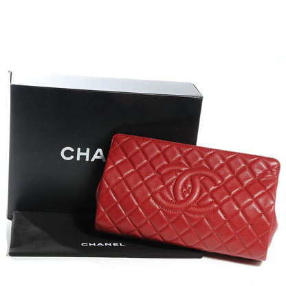 Chanel Caviar Quilted CC Large Clutch Red 5 of 8